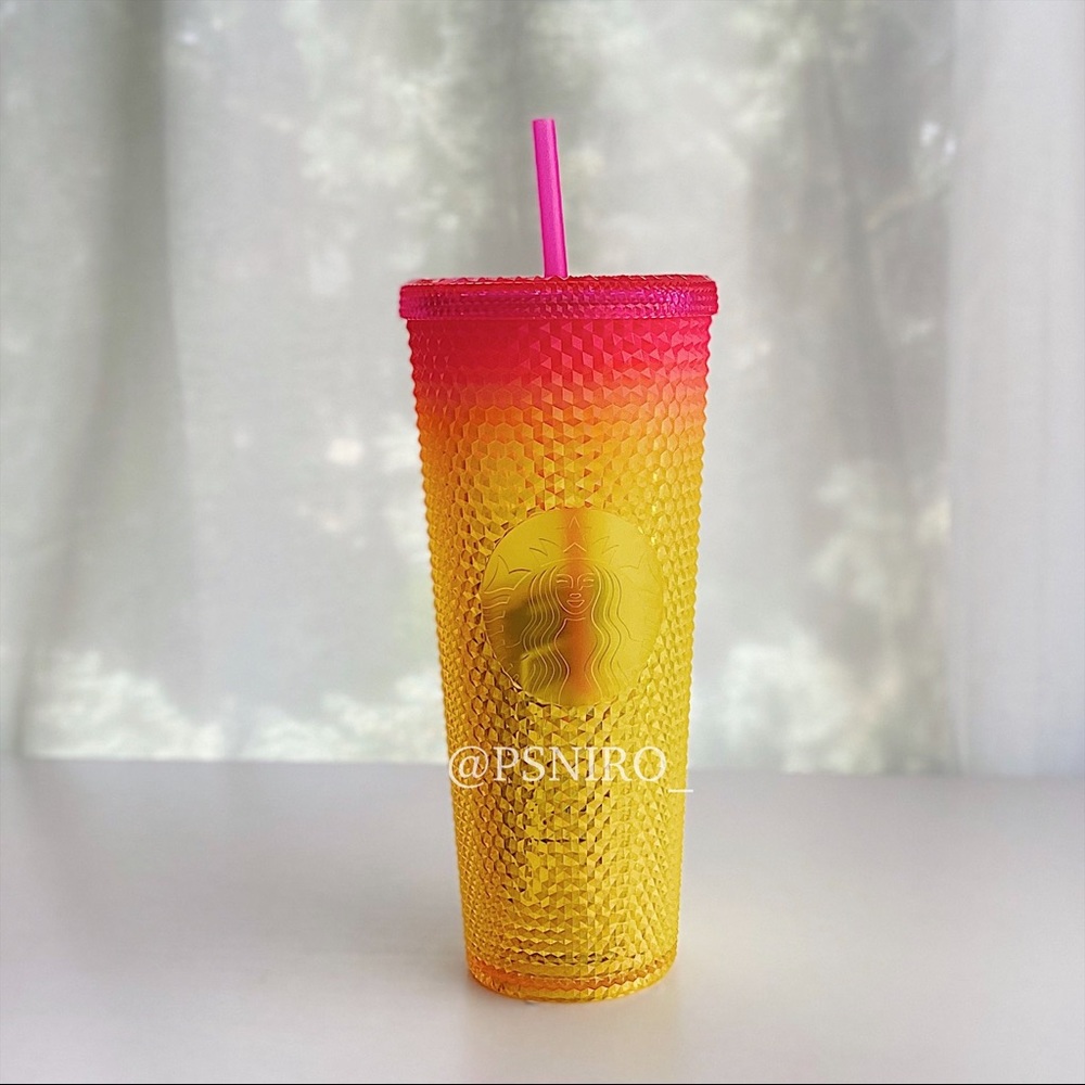 RESTOCK! Starbucks Yellow Pink (Mango) Studded Tumbler